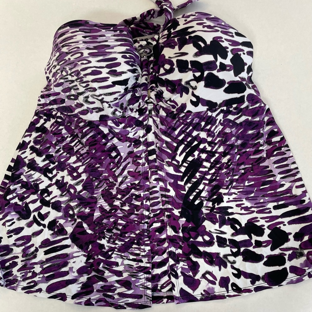 Cacique Purple Leopard Tankini Swim top